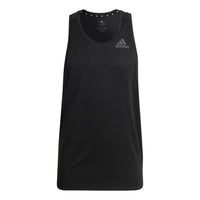Men's adidas Solid Color Logo Printing Casual Sports Black Vest HB6527