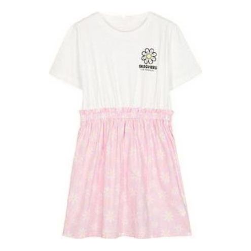 (GS) Skechers Graphic Dress 'White Pink' L222G075
