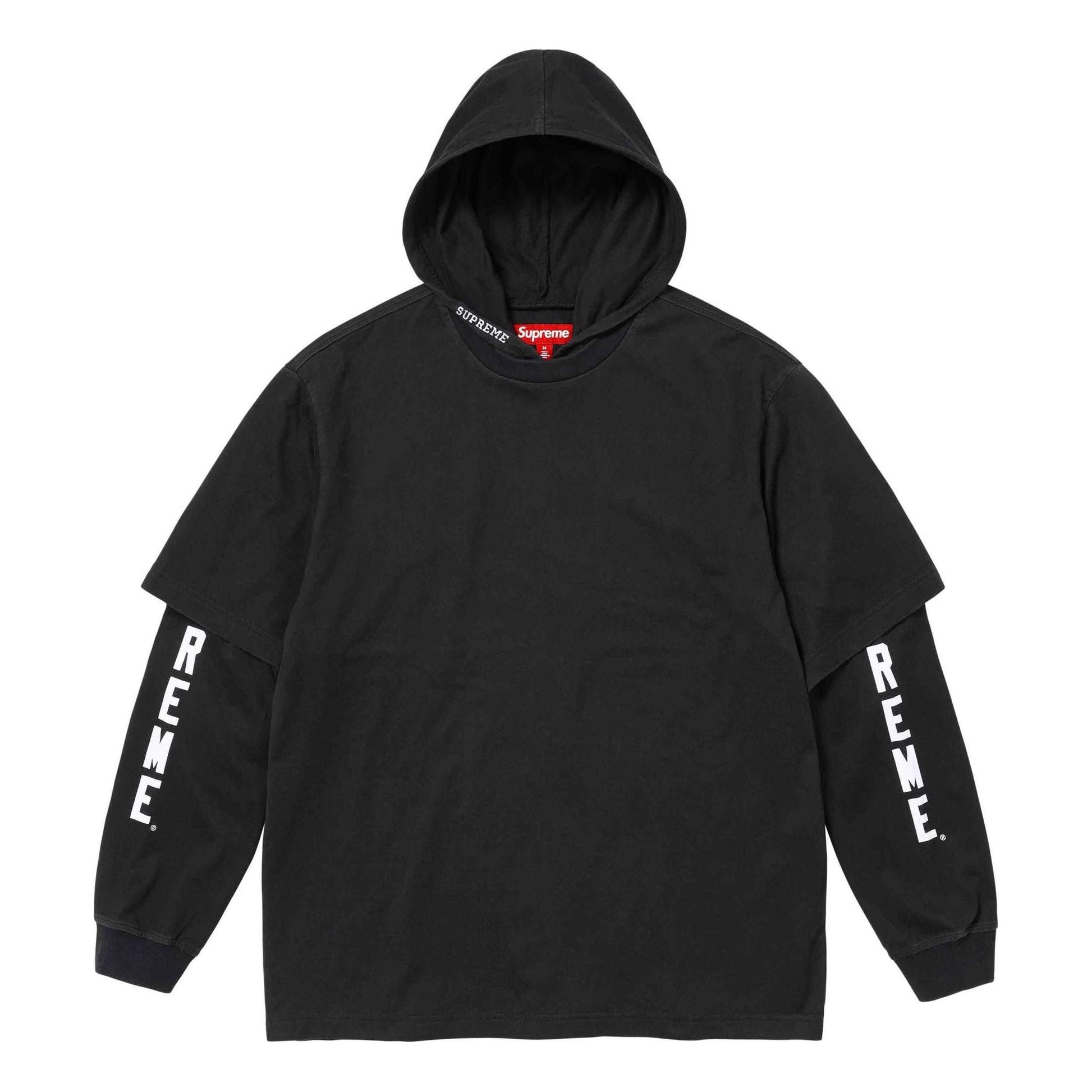 Supreme Layered Hooded L/S Top 'Black White' SUP-SS24-088