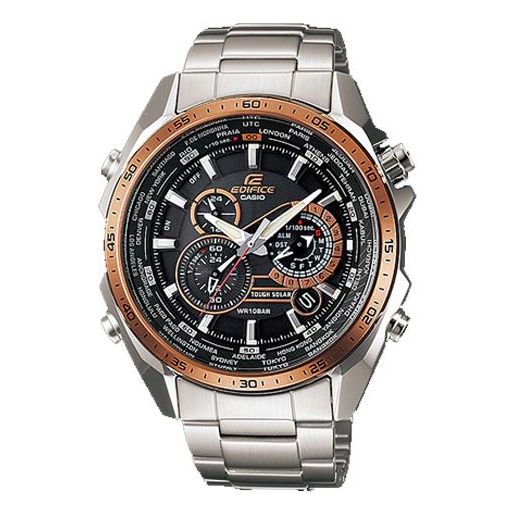 CASIO EDIFICE Solar Powered Stainless Steel Strap Mens Black Analog EQS-500DB-1A2
