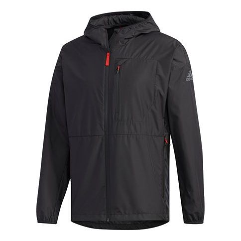 adidas Windbreaker Ho Sleeve Logo Windproof Hooded Jacket Black EH3949