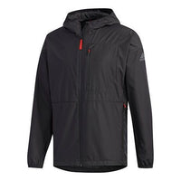 adidas Windbreaker Ho Sleeve Logo Windproof Hooded Jacket Black EH3949