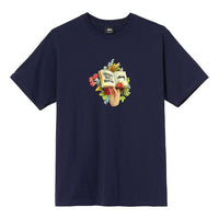 Stussy Unisex Handbook Printing Round-neck Tee Blue 1904573