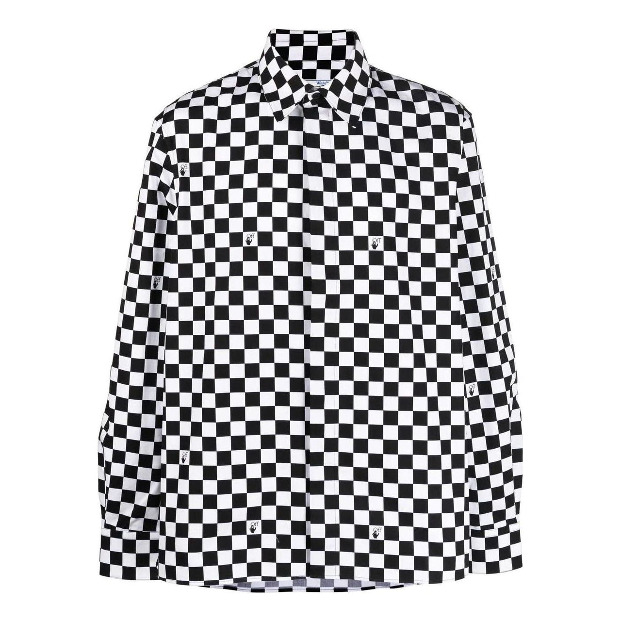 Men's Off-White FW22 Plaid Long Sleeves Version Black White Shirt OMGA227S22FAB00110011001
