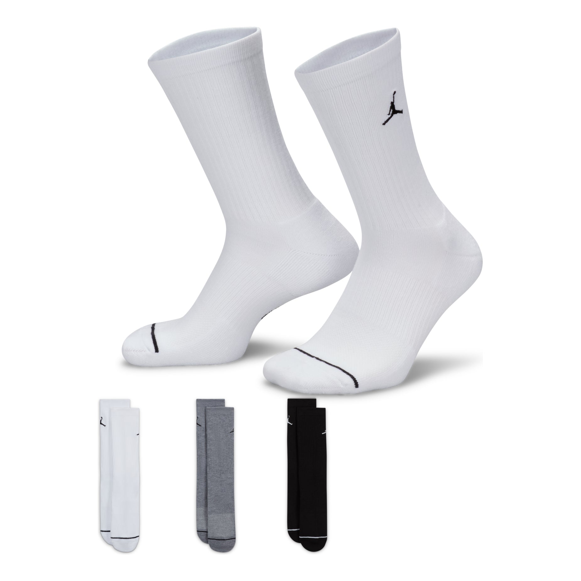 Air Jordan Everyday Crew Socks 3 Pairs 'White Grey Black' DX9632-914
