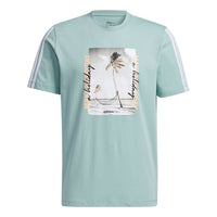 adidas neo M Cs Gr Tee 2 Brown landscape Printing Sports Short Sleeve Green GP5691