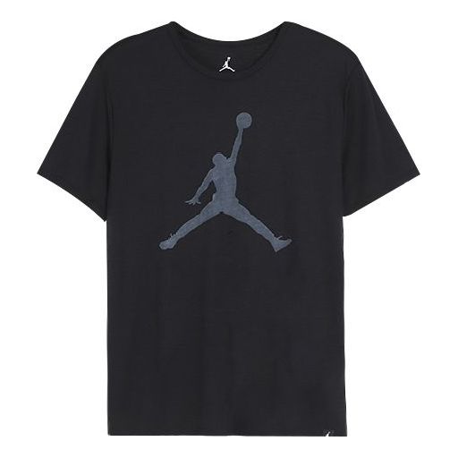 Air Jordan Large Logo Printing Sports Knit Round Neck Short Sleeve Black 834474-010