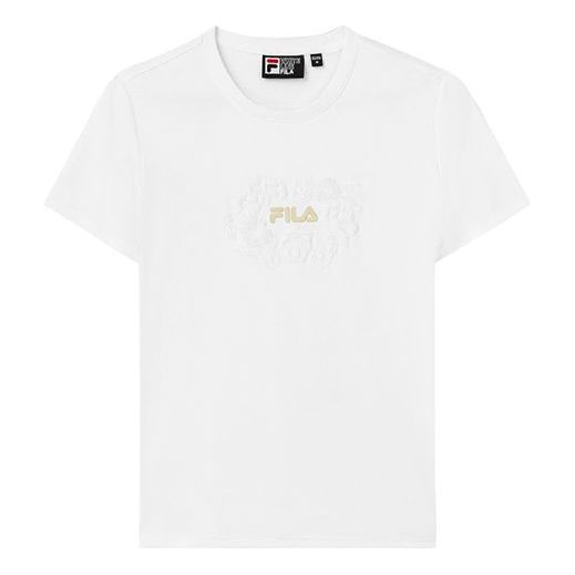 (WMNS) FILA Logo PrintSports Crewneck Short Sleeve White F11W138153F-WT