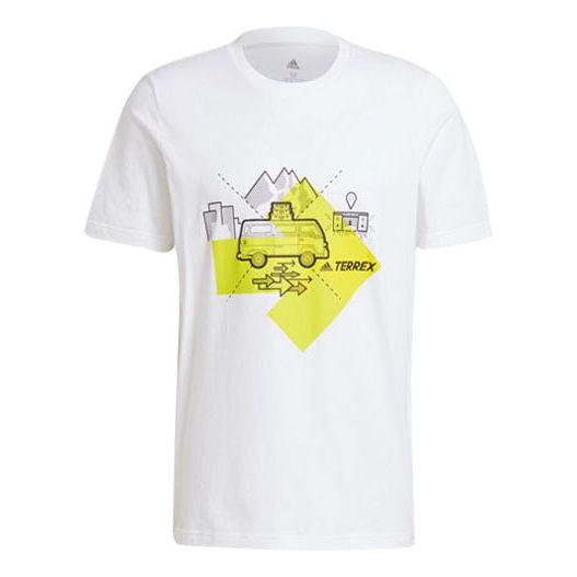 adidas Terrex Cartoon Car Sports Outdoor Round Neck Short Sleeve White GR9985