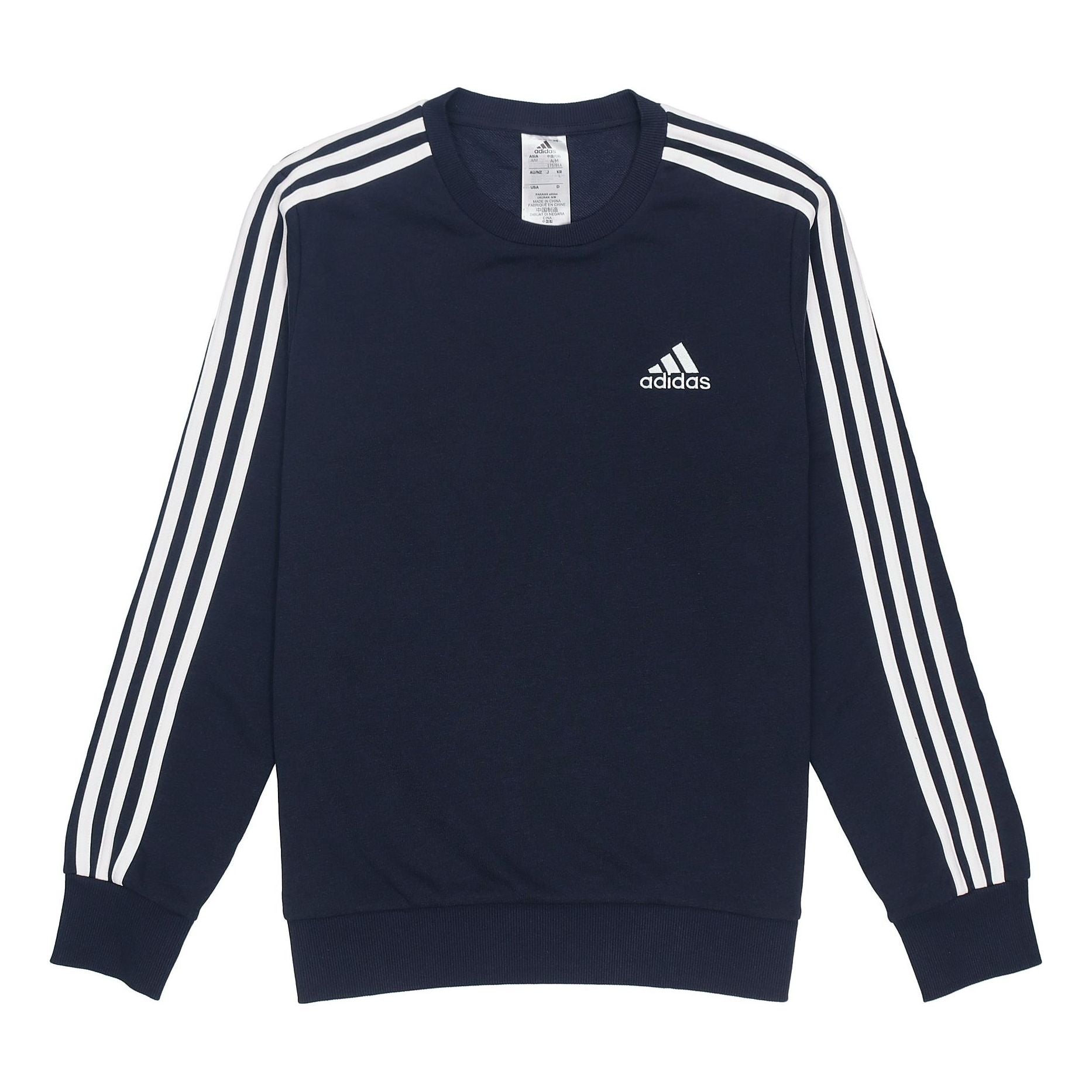 adidas Casual Sports Round Neck Stripe Pullover Dark Blue GK9079