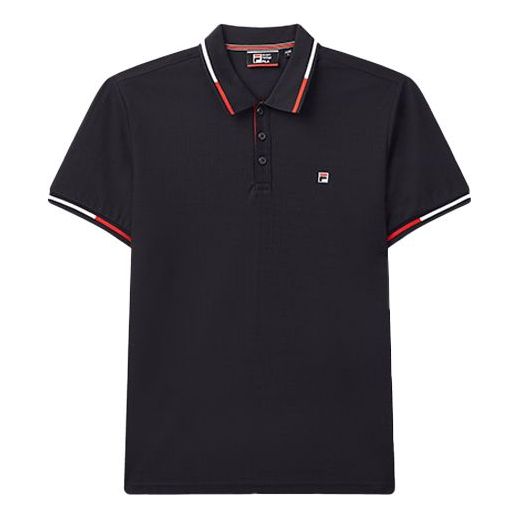 FILA Contrasting Colors Stripe Short Sleeve Polo Shirt Blue F11M031114F-NV