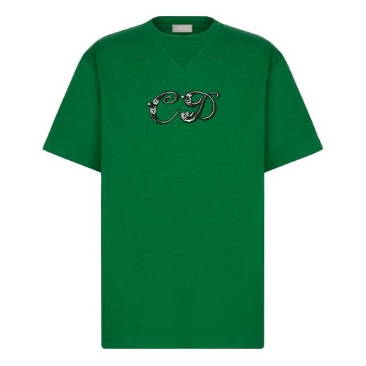 Men's DIOR x KENNY FW21 Crossover Loose Short Sleeve Green 193J685A0554-C679
