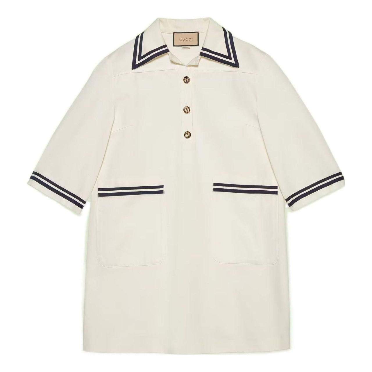 (WMNS) Gucci Stripe-trim Cotton Shirt Dress 'White' 691890-XDBX3-9133