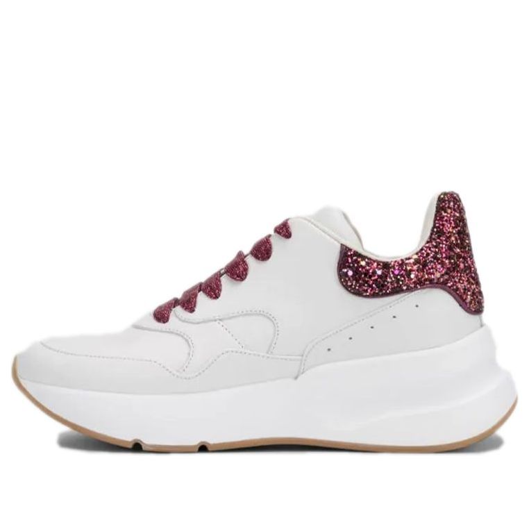 (WMNS) Alexander McQueen Leather Glitter Accents Sneakers 'White Pink' 586413WHVJP9377