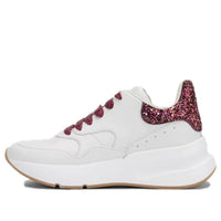 (WMNS) Alexander McQueen Leather Glitter Accents Sneakers 'White Pink' 586413WHVJP9377