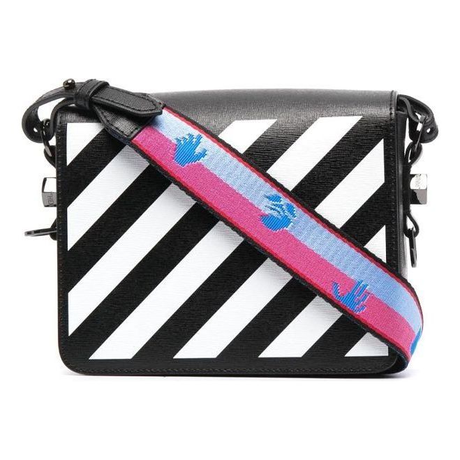 (WMNS) Off-White Diag Flap Bag 'Black White' OWNN018S21LEA0011001