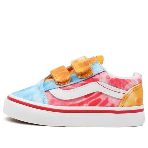 Vans Old Skool Tie Dye Block Velcro 'Blue Red Yellow' VN000D3YABO