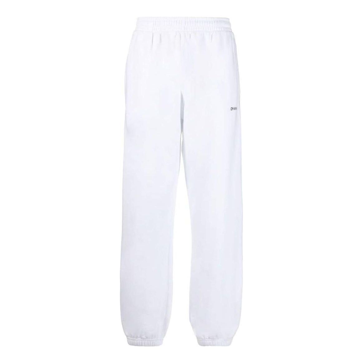 Men's Off-White SS22 Solid Color Logo Printing Stripe Sports Pants/Trousers/Joggers Version White OMCH029C99FLE00201100110
