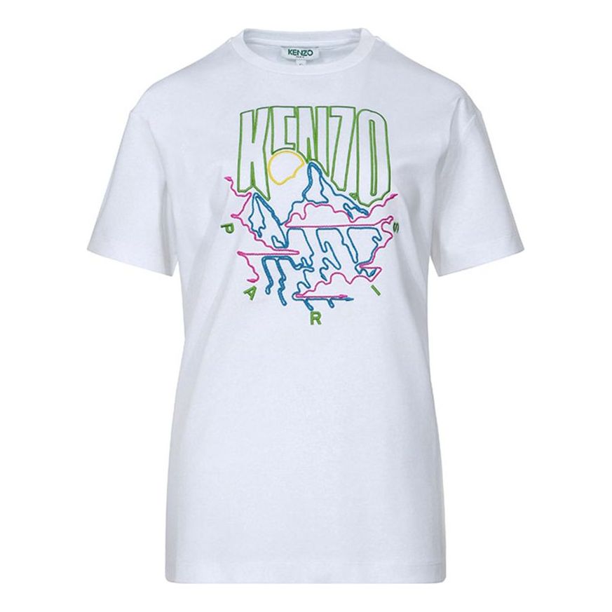 KENZO Printing Pattern Short Sleeve White F962TS950939-01