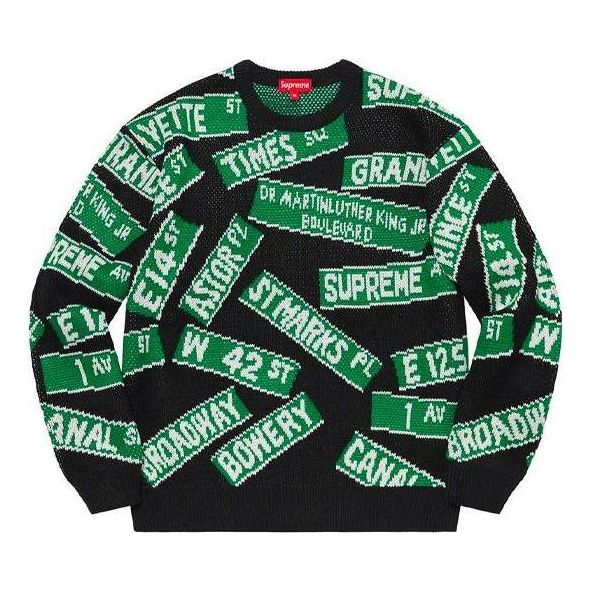 Supreme Street Signs Sweater 'Black Green' SUP-SS21-427