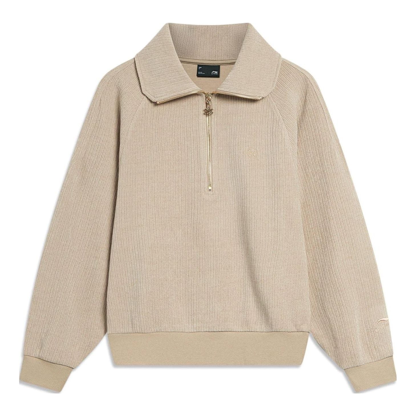 (WMNS) Li-Ning Essentials Half-Zip Sweatshirt 'Khaki' AWDT832-5