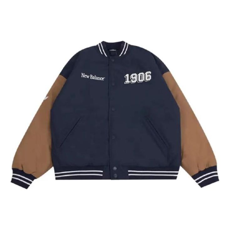 New Balance Vintage Varsity Jacket Asia Sizing 'Navy Tan' AMJ34309-ECL