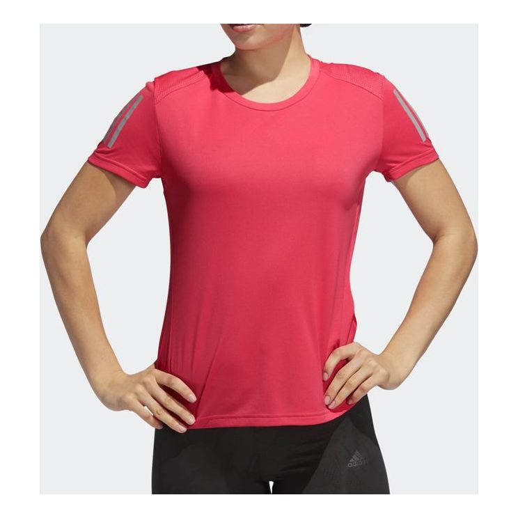 (WMNS) adidas Own The Run Tee Reflective Printing Sports Short Sleeve Red DQ2617