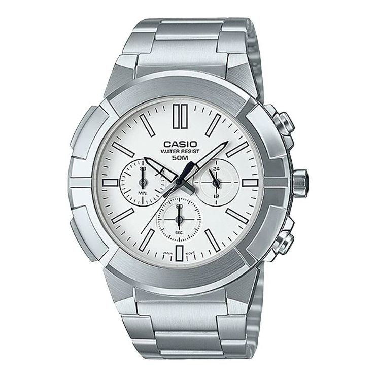 CASIO Male DRESS Japan / South Korea Fashion Sports White Analog MTP-E500D-7AV