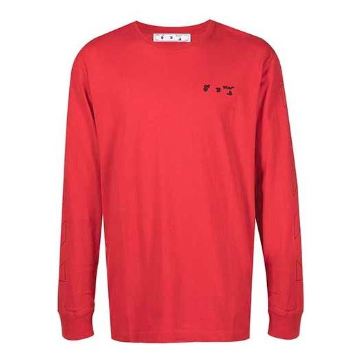Off-White FW21 Logo Print Crewneck PulloverLong Sleeve Men's Red OMAB001S21JER0042510
