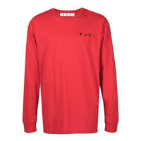 Off-White FW21 Logo Print Crewneck PulloverLong Sleeve Men's Red OMAB001S21JER0042510