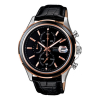 Men's CASIO Edifice Series Quartz Movement Stainless Steel Case Black Dial 100 Meter Waterproof Watch Analog Mens EFB-501BL-1A