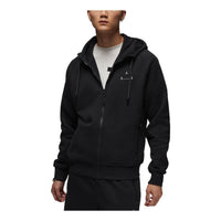 Air Jordan Solid Color Zipper Hooded Pattern Printing Long Sleeves Jacket Men's Black DV1590-010