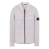 Men's STONE ISLAND Logo Solid Color Cargo Nylon Jacket Gray 721511102-V0064
