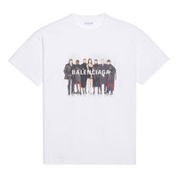 (WMNS) Balenciaga Band Portrait Printing Logo Retro Short Sleeve 'White' 612965TIV479000