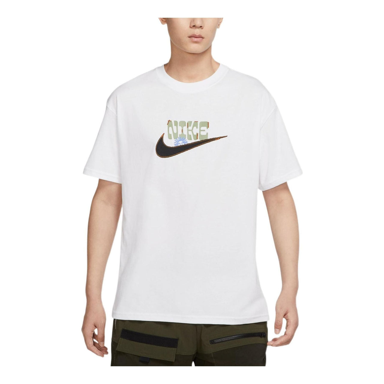 Men's Nike Solid Color Logo Printing Round Neck Pullover Short Sleeve White T-Shirt DR7964-100
