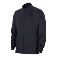 Nike DRI-FIT logo Colorblock Stand Collar Knit Training Jacket Obsidian Color Black CU4948-451