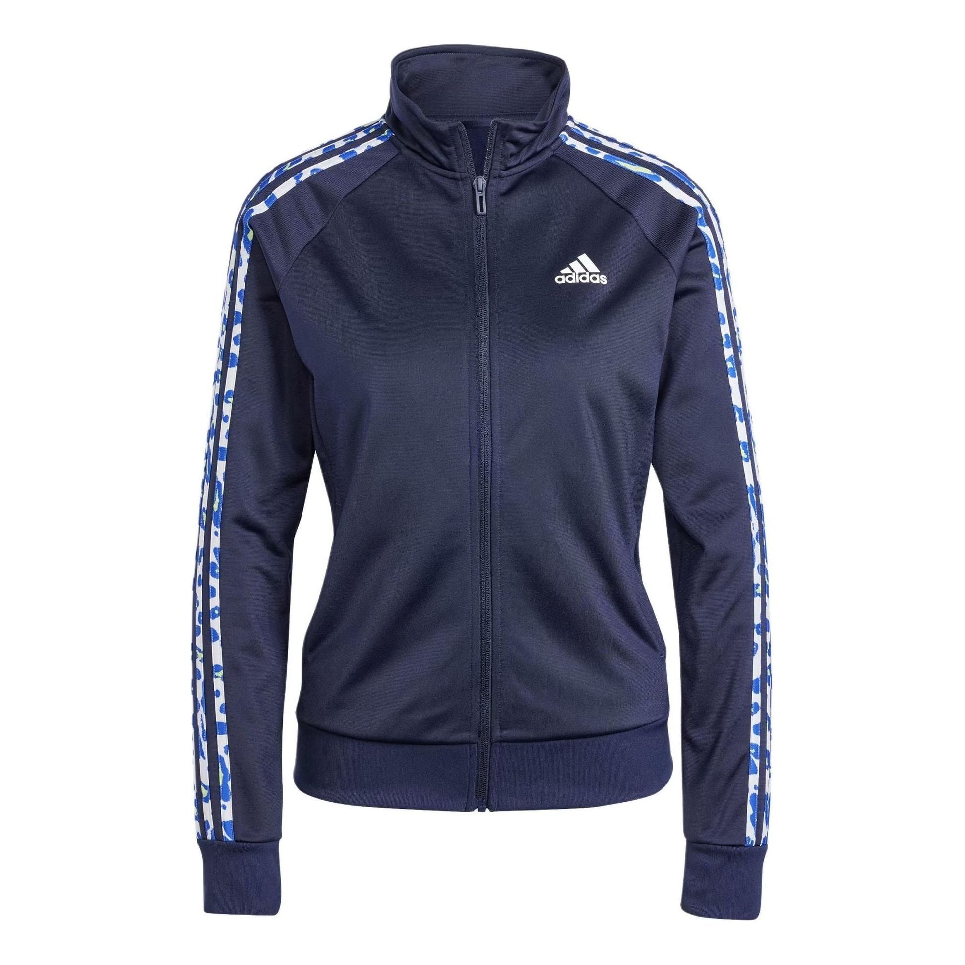 (WMNS) adidas Essentials Animal Print Tricot 3-Stripes Track Jacket Asia Sizing 'Navy' IR9320