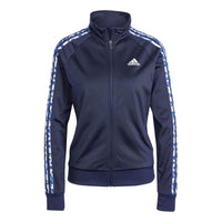 (WMNS) adidas Essentials Animal Print Tricot 3-Stripes Track Jacket Asia Sizing 'Navy' IR9320