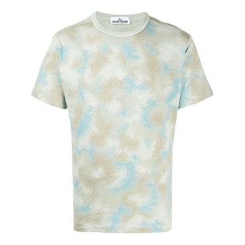 Men's STONE ISLAND Camouflage Printing Short Sleeve Gray Green 7215233E8-V0092