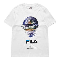 Men's FILA FUSION x staple Crossover Earth Printing Sports Round Neck Short Sleeve White T51M024120F-WT