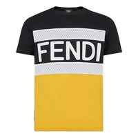Men's FENDI SS21 Casual Cotton Short Sleeve Colorblock T-Shirt FAF532AD3VF0G8T