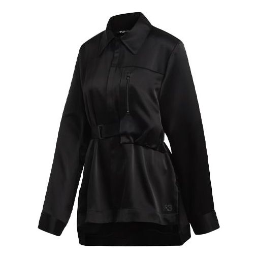 (WMNS) Y-3 Asymmetric Tunic Satin Shirt Black GK4836
