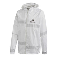 adidas logo Printing Colorblock Casual Hooded Jacket White FI4654
