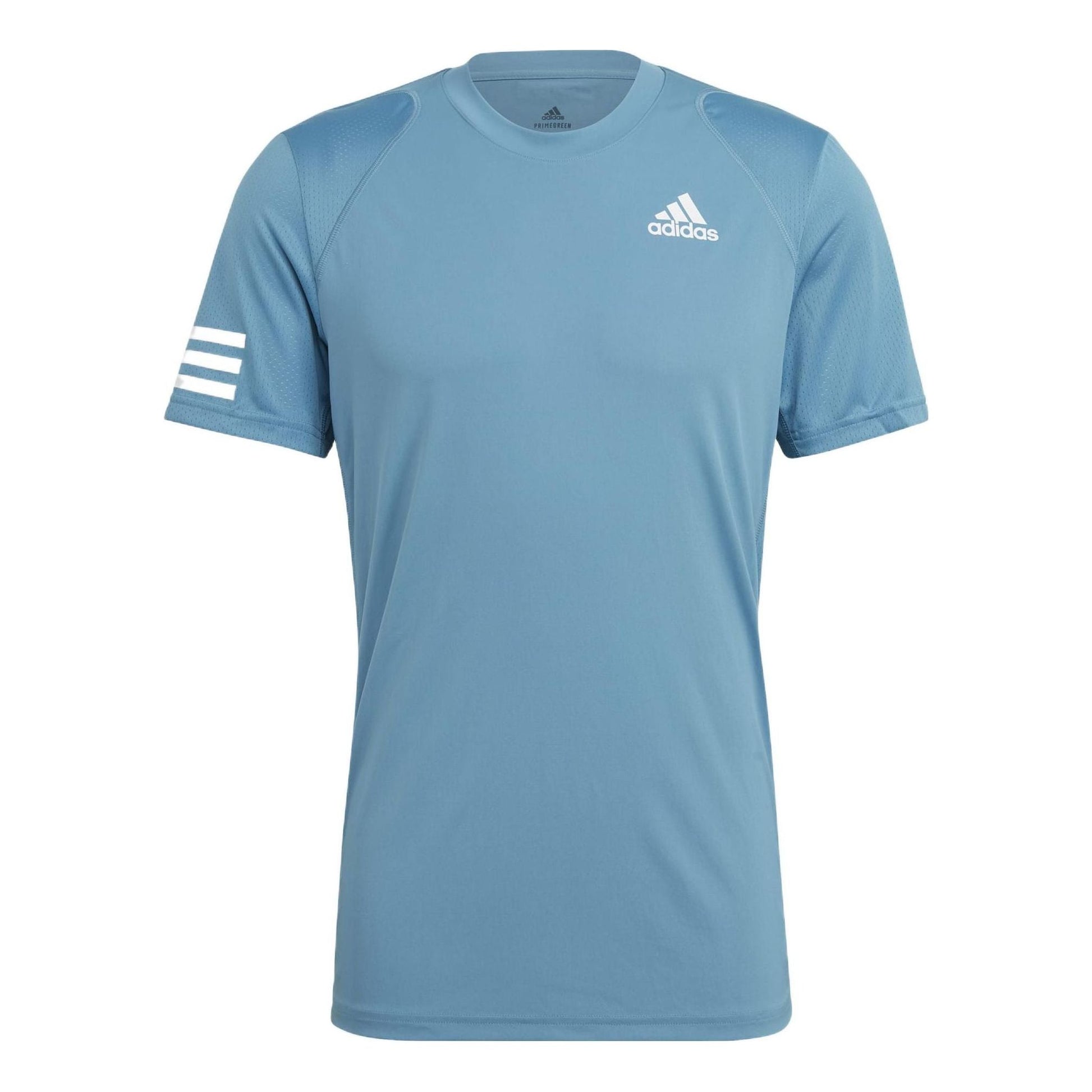 adidas Stripe Round Neck Pullover Logo Printing Solid Color Short Sleeve Light Blue GL5404