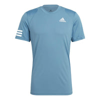 adidas Stripe Round Neck Pullover Logo Printing Solid Color Short Sleeve Light Blue GL5404