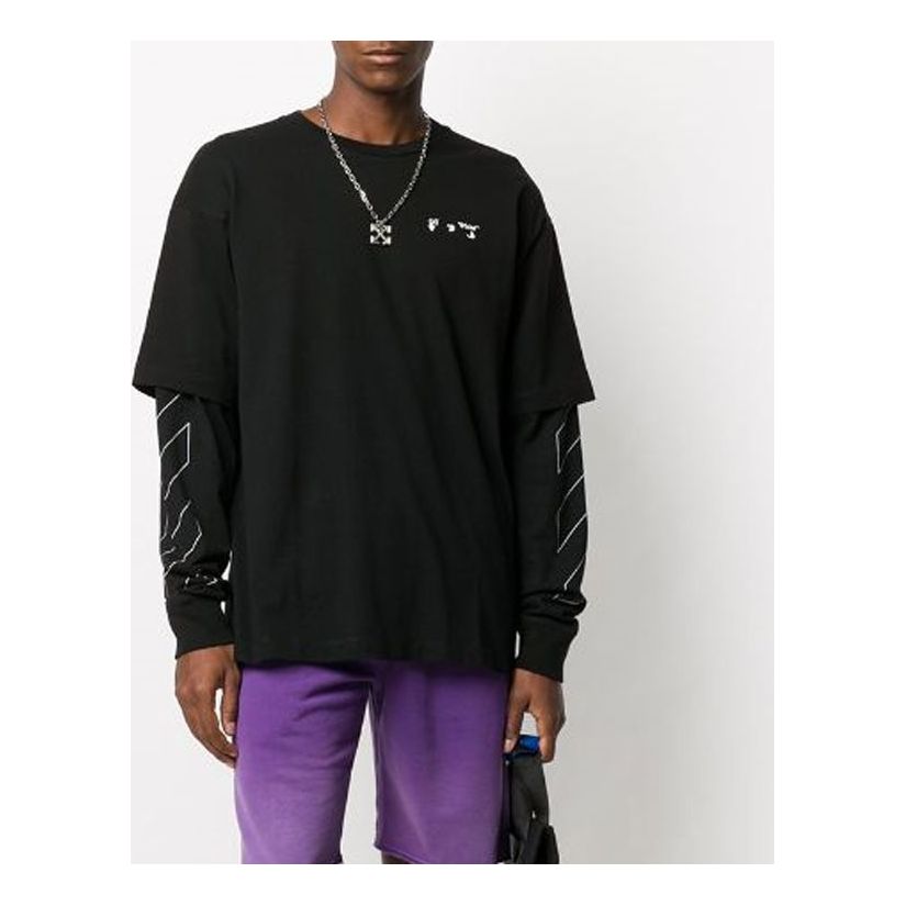 Off-White FW20 Mens Layered Logo-Print Long Sleeve OMAB022F20FAB0011001
