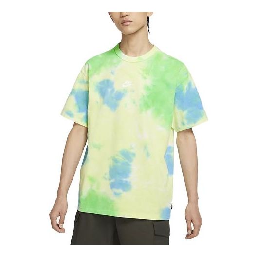 Nike Sportswear Tie Dye Printing Loose Sports Short Sleeve light lemon yellow DD2721-101