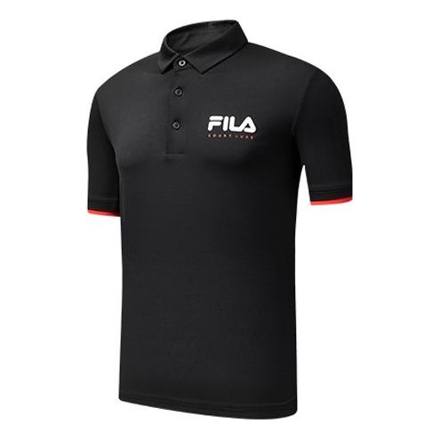 FILA Double Layer Contrasting Colors Short Sleeve Polo Shirt Black A11M023156F-BK