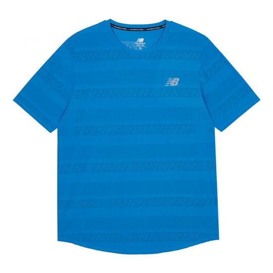 New Balance Men's New Balance Logo Printing Round Neck Pullover Sports Short Sleeve Blue AMT13277-HLU