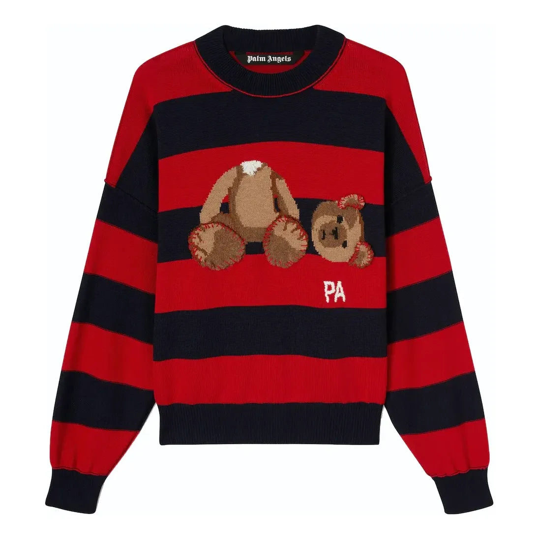 Palm Angels Bear Striped Sweater 'Navy Blue Red' PMHE007S22KNI0014660